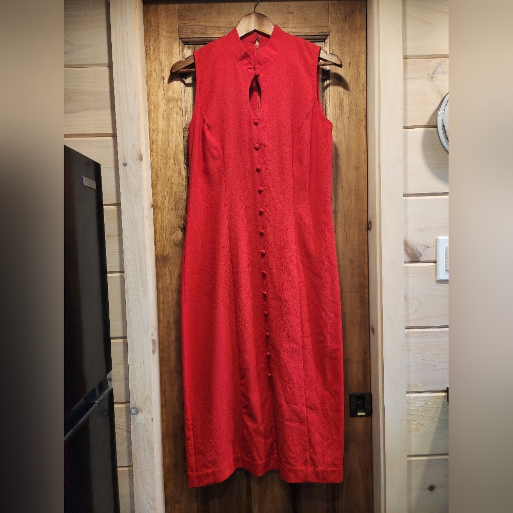 Vintage 90s Kathie Lee Collection Vibrant Red Maxi Dress